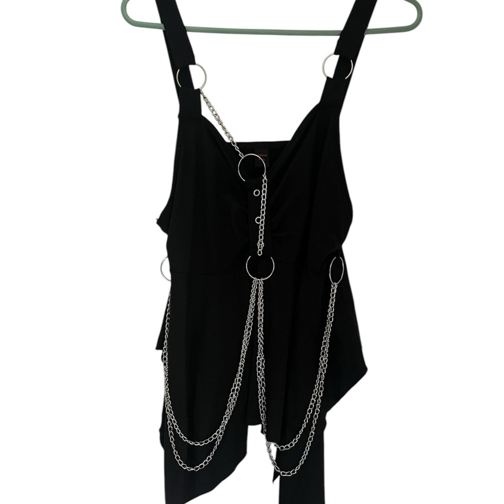 Black Chain-Embellished Women's Top